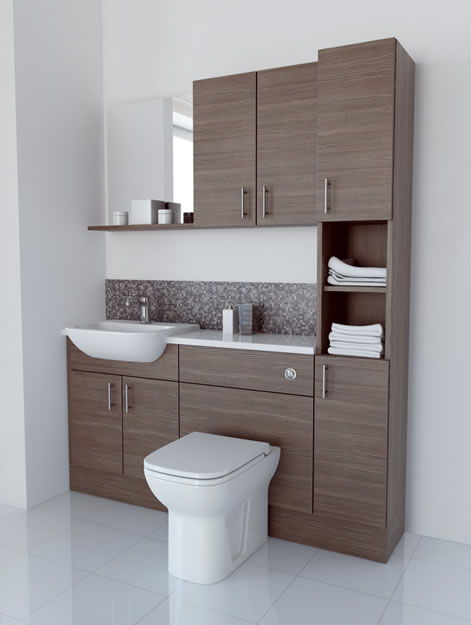 1600mm Grey Brown with Wall Units and Tallboy