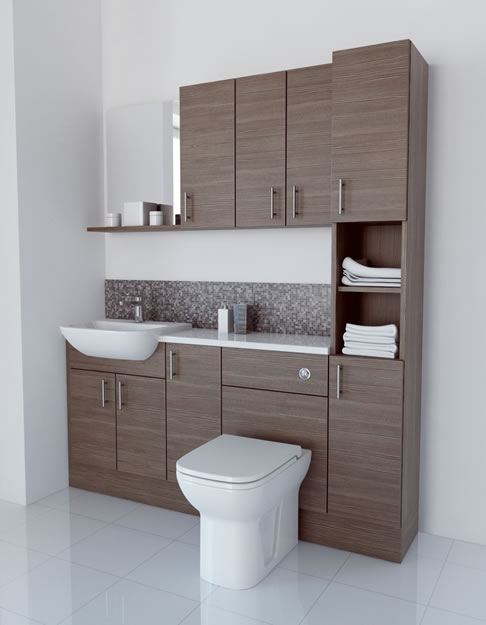 1700mm Grey Brown with Wall Units and Tallboy