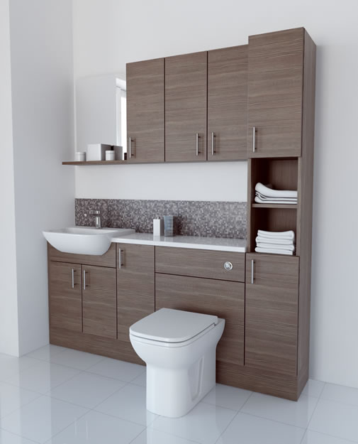 1800mm Grey Brown with Wall Units and Tallboy