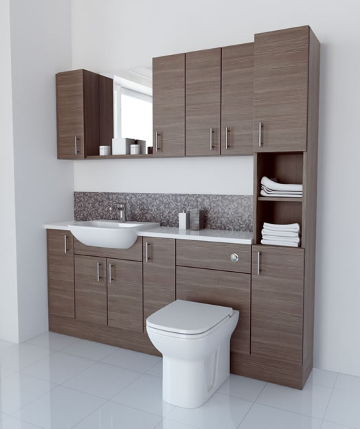 1900mm Grey Brown with Wall Units and Tallboy