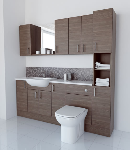 2000mm Grey Brown with Wall Units and Tallboy