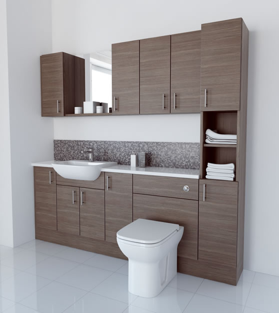 2100mm Grey Brown with Wall Units and Tallboy