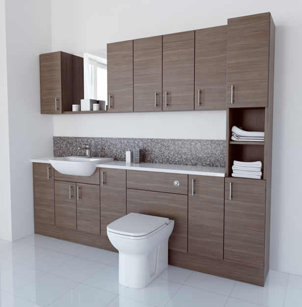 2400mm Grey Brown with Wall Units and Tallboy